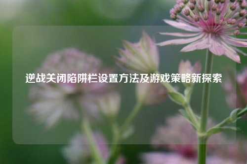 逆战关闭陷阱栏设置     及游戏策略新探索